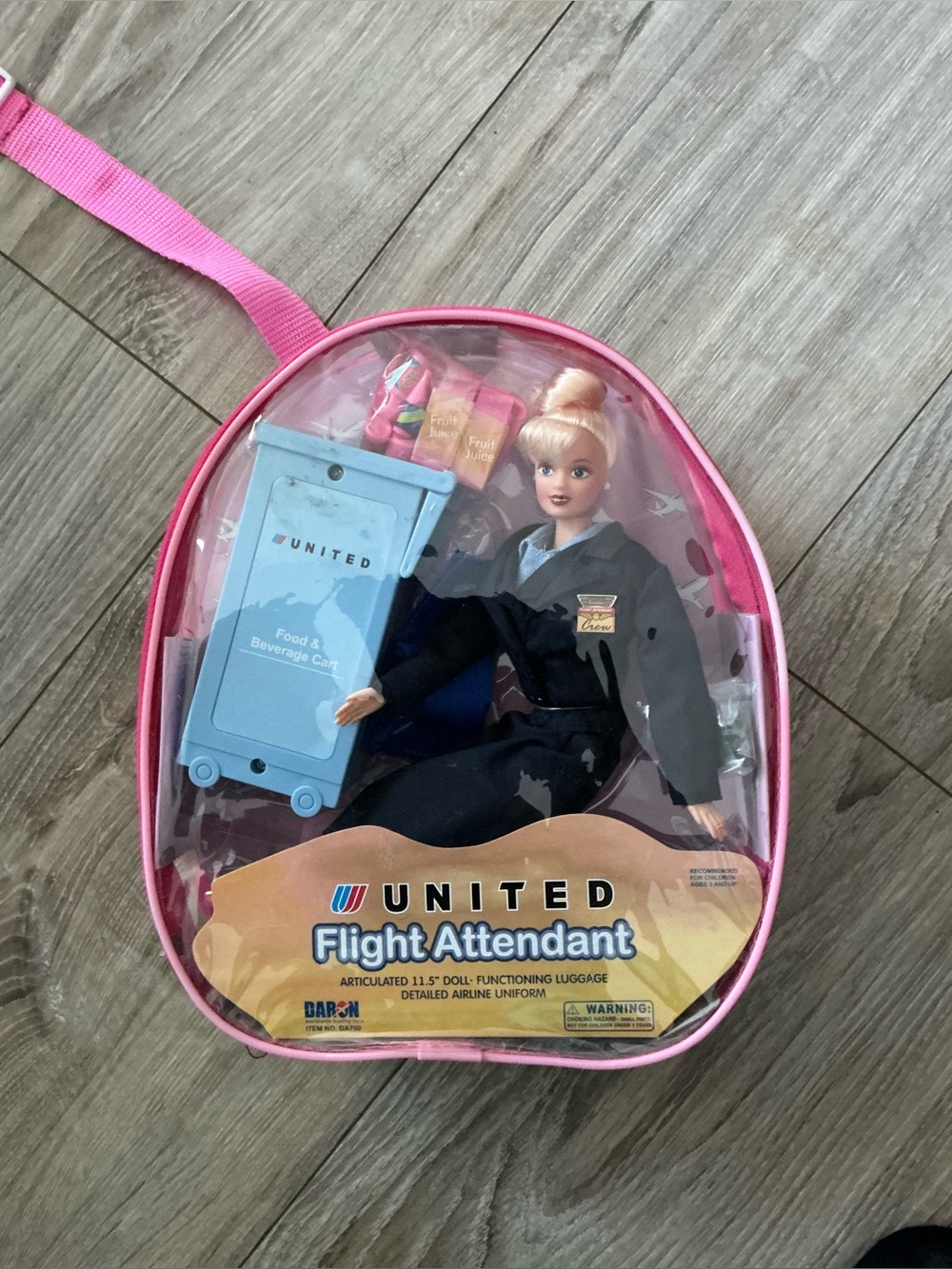 Vintage Rare Daron Barbie Clone United Flight Attendant Backpack Doll